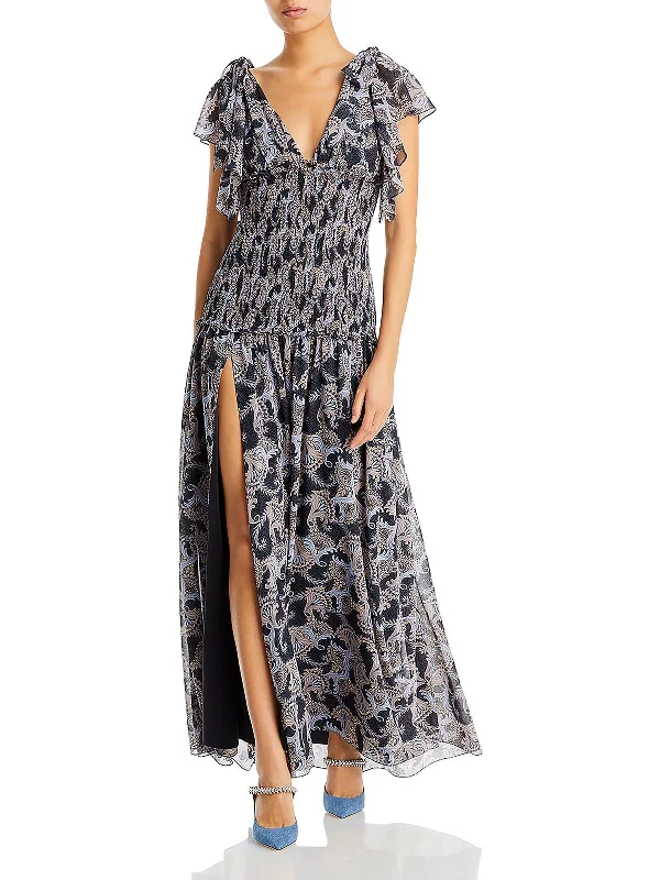 Special Price Kris Womens Chiffon Paisley Evening Dress