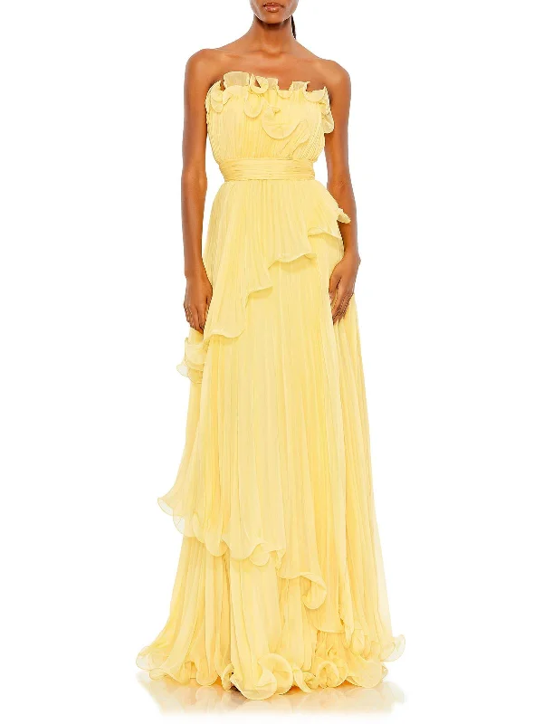 Reduced Prices Womens Pleated Tiered Evening Dress
