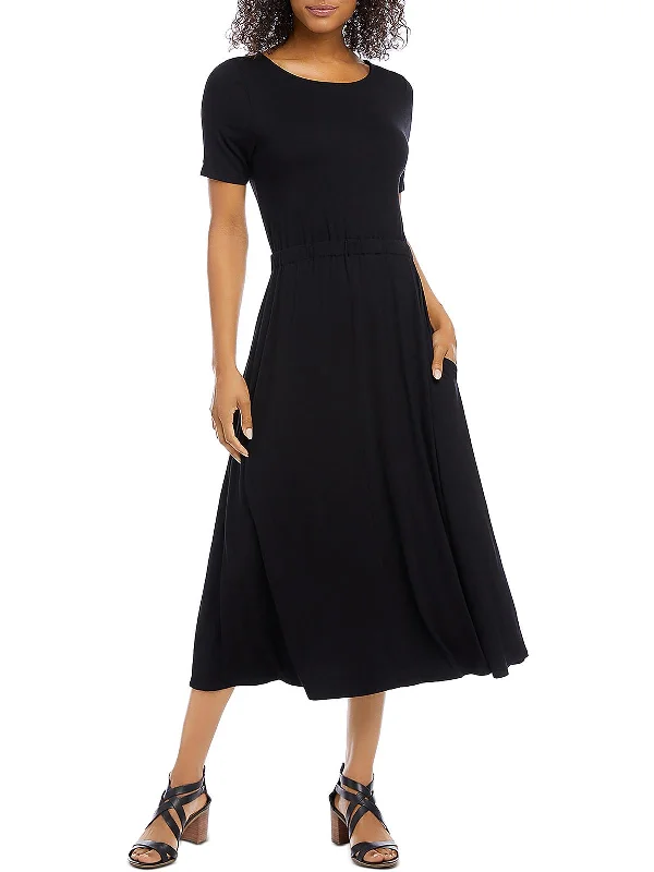Price Slash Artisan Womens Crewneck Short Sleeve Midi Dress