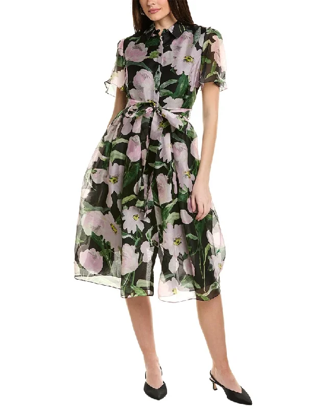 Savings Galore Carolina Herrera Button-Down Midi Silk Shirtdress