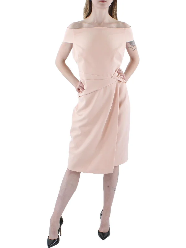 Closeout Womens Jersey Knee Length Wrap Dress