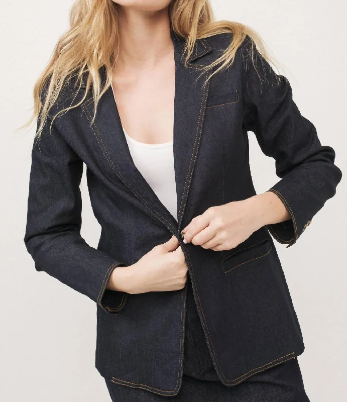 Instant Discount Dark Denim Blazer In Black