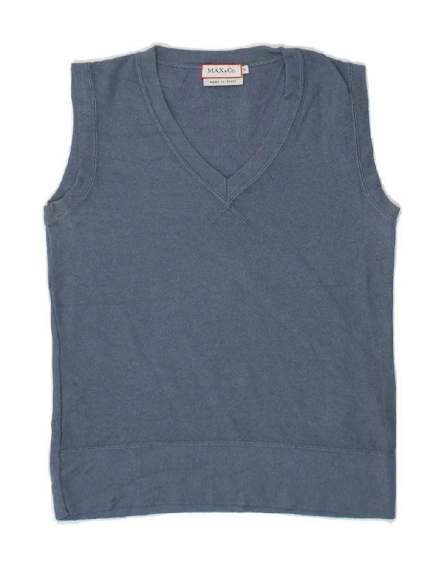 Incredible Offers MAX & CO. Womens Crop Vest Tank Top UK 8 Small Blue Viscose