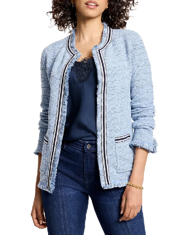 Deal Explosion NIC & ZOE Indigo Fringe Mix Knit Jacket