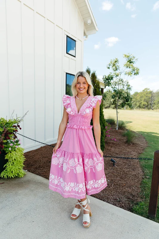 Exclusive Savings Cheers Midi Dress - Bubblegum Pink