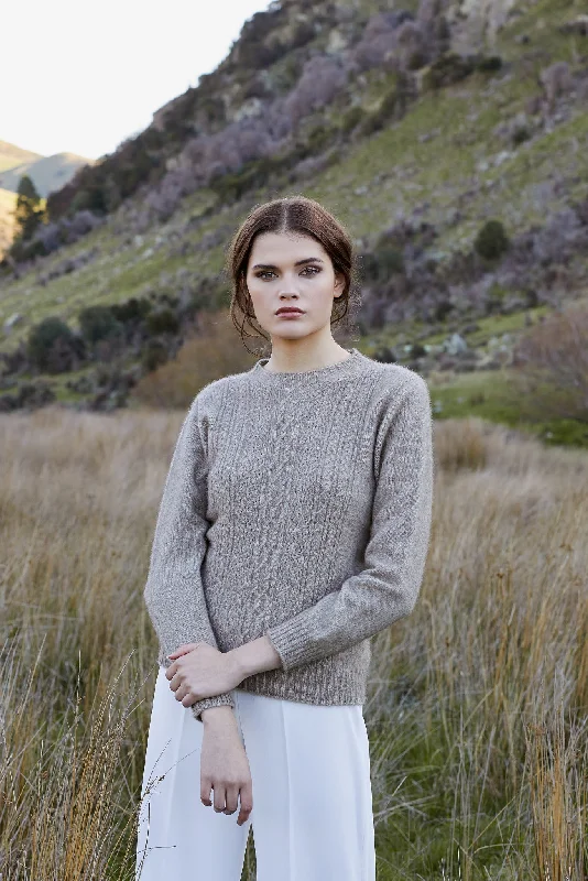 Holiday Sale McDonald - Sweater with Lace Detail in Merino Wool and Possum Fur