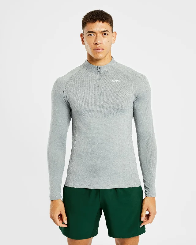 Final Markdown Essential Seamless 1/4 Zip Pullover - Grey Marl