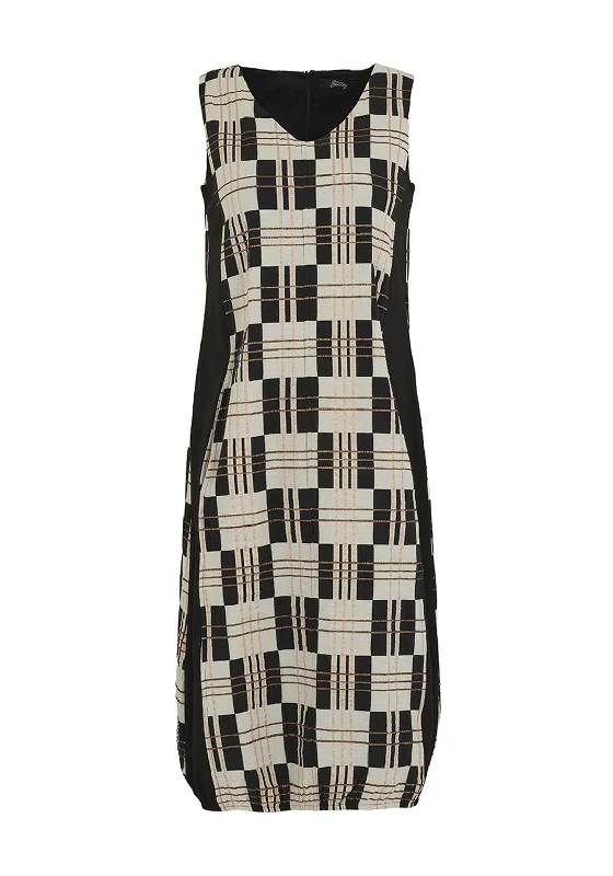 Big Savings Ever Sassy Plaid Elasticated Hem Midi Dress, Black