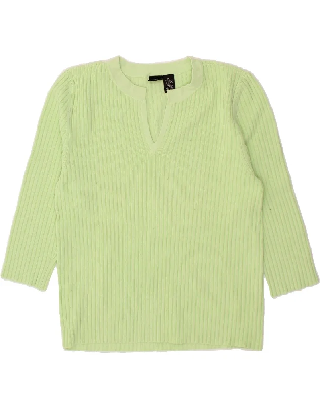 Price Drop MOSSIMO Womens 3/4 Sleeve V-Neck Jumper Sweater UK 20 2XL Green Nylon