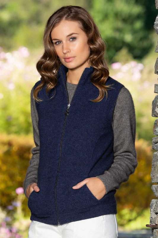 Quick Sale Noble Wilde - Gilet Vest in Merino Wool and Possum Fur, Maritime