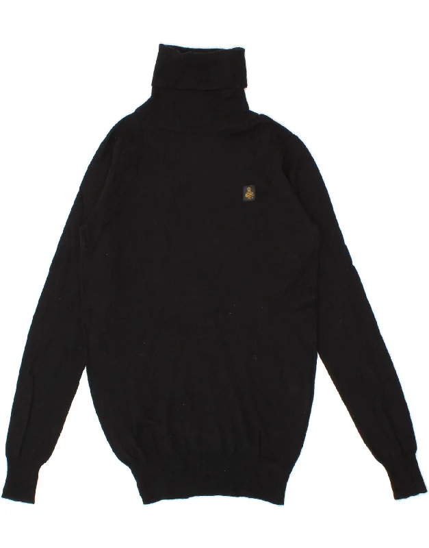 Shop and Save REFRIGIWEAR Womens Roll Neck Jumper Sweater UK 10 Small Black Cotton