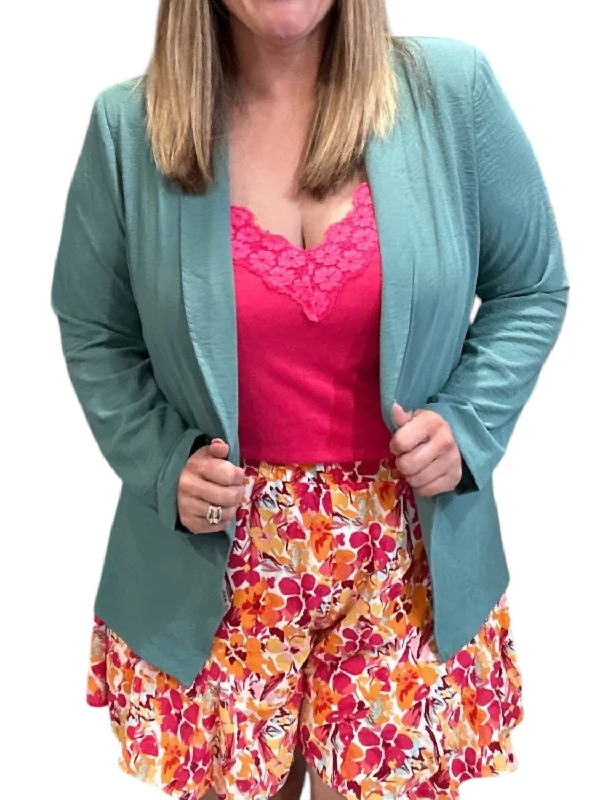 Online Only Open Front Blazer In Teal