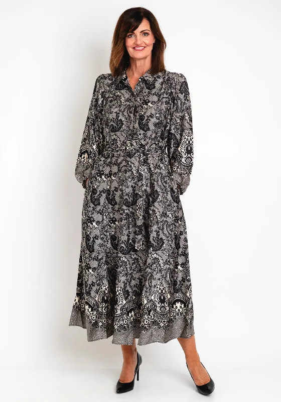 Sneak Peek Sale Malissa J Lace Print A-line Maxi Dress, Black