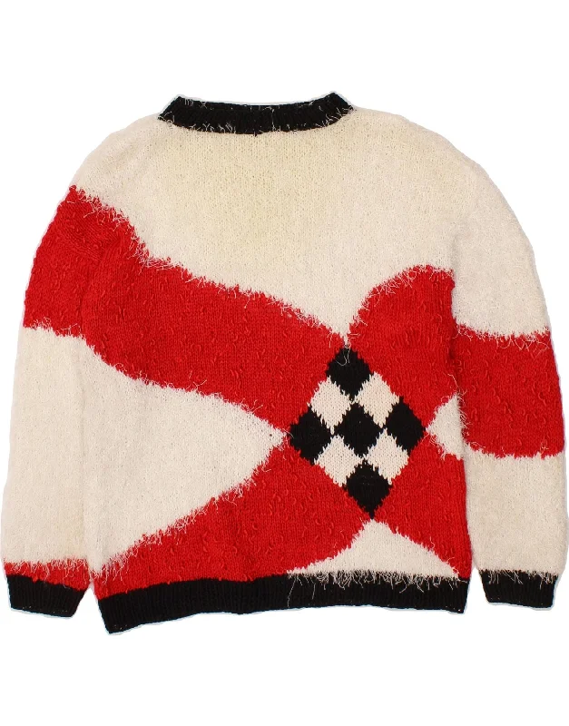 YEAR-End Sale VINTAGE Womens Crew Neck Jumper Sweater UK 16 Large Off White Colourblock YEAR-End Sale VINTAGE Womens Crew Neck Jumper Sweater UK 16 Large Off White Colourblock