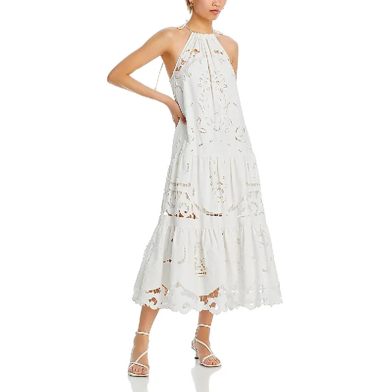 Price Blitz Womens Eyelet Rosette Midi Dress