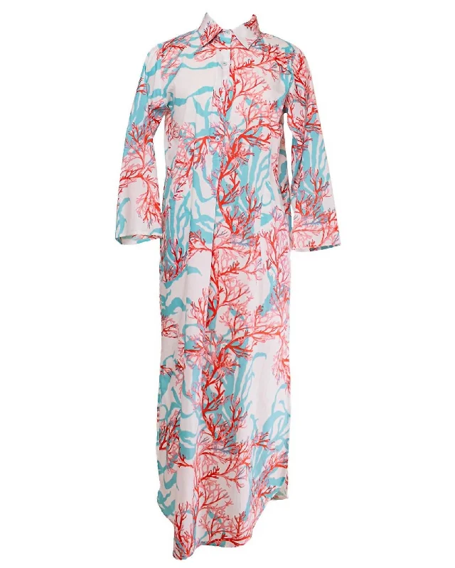Deal Zone Women's Coral Print Maxi Dress In Blue/red