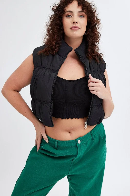 Limited Availability Black Puffer Vest Sleeveless