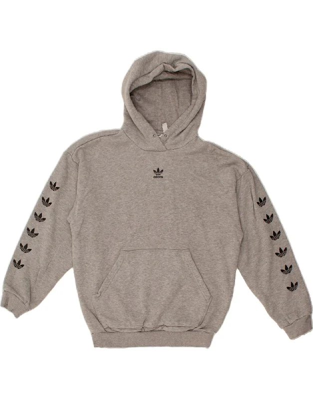 Limited Time ADIDAS Womens Oversized Graphic Hoodie Jumper UK 6 XS Grey Cotton