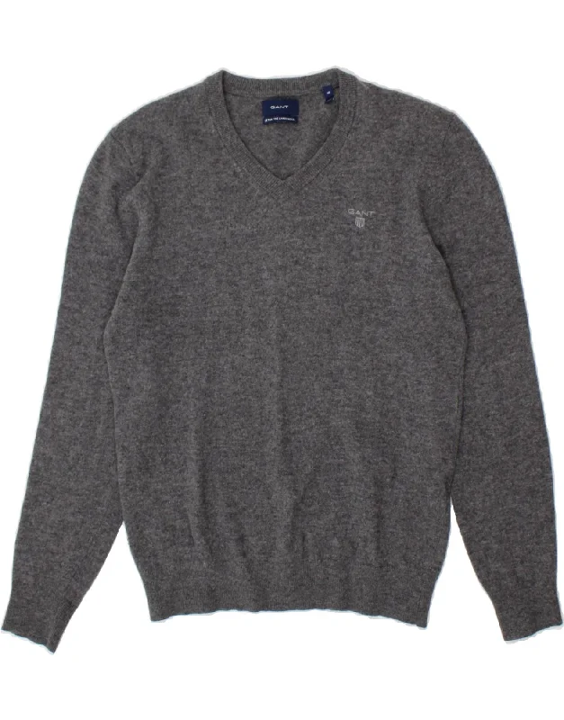 Overstock GANT Womens V-Neck Jumper Sweater UK 14 Medium Grey Lambswool
