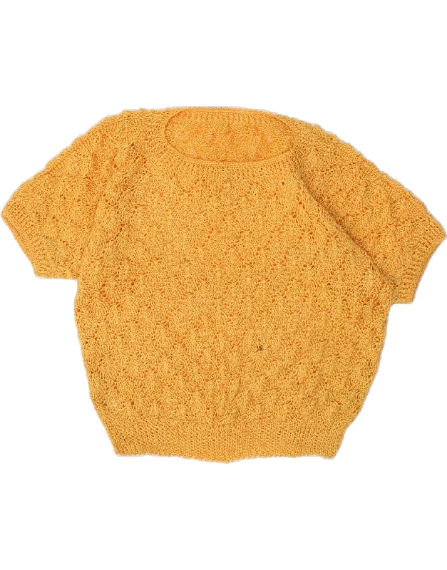 Exclusive Online Offer VINTAGE Womens Short Sleeve Boat Neck Jumper Sweater UK 14 Medium Yellow Exclusive Online Offer VINTAGE Womens Short Sleeve Boat Neck Jumper Sweater UK 14 Medium Yellow