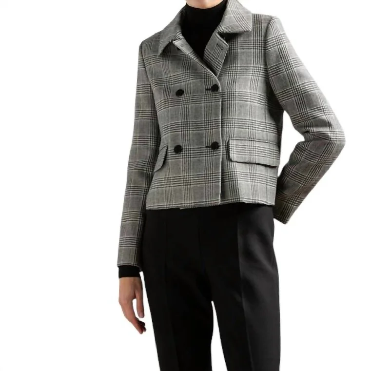 Daily Deals Facella Double Breasted Plaid Jacket In White/black