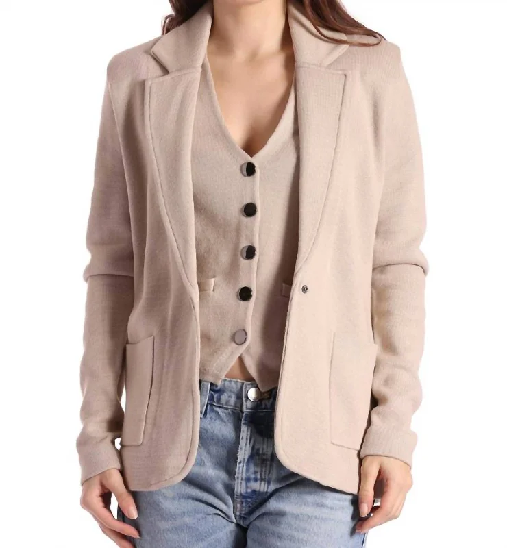 Special Promotion Cotton Blend Long Line Blazer In Brown Sugar