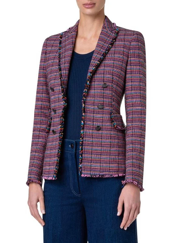 Today's Special Double Breasted Grid Check Jacket In Multi