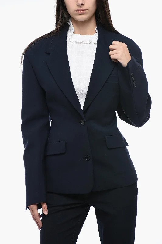 Price Reduction Off-White Stretch Wool Blazer With Flap Pocket 38 Italian Size