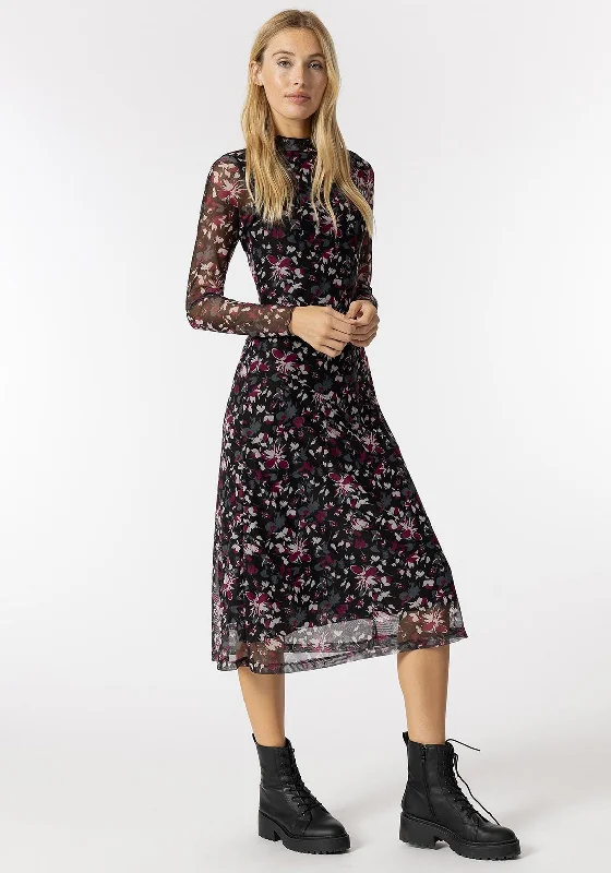 Reduced Prices Tiffosi Nile Floral Mesh Midi Dress, Black Multi