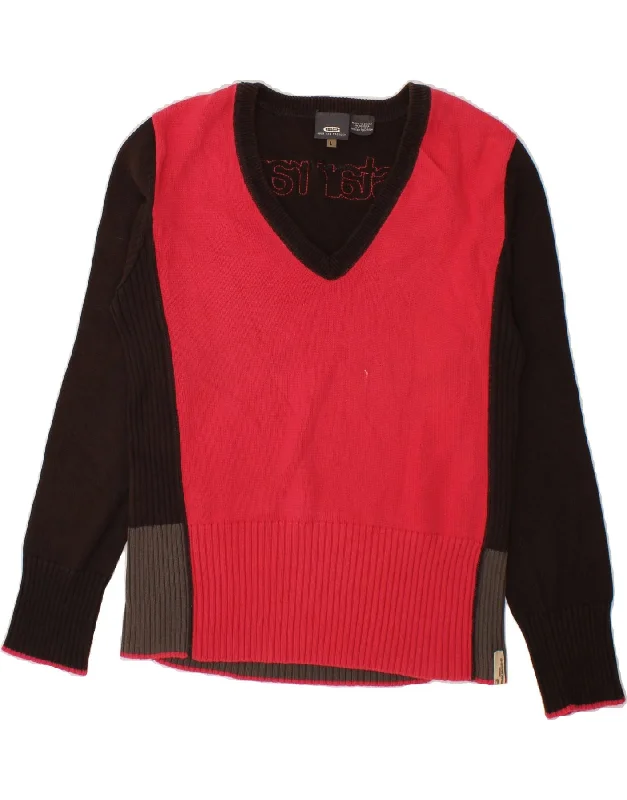 Season Finale Sale G-STAR Womens Graphic V-Neck Jumper Sweater UK 16 Large Pink Colourblock Season Finale Sale G-STAR Womens Graphic V-Neck Jumper Sweater UK 16 Large Pink Colourblock