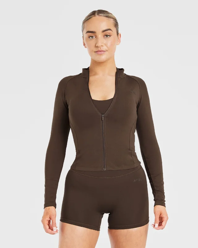 Early Access Staple Longline Zip Jacket - Brown