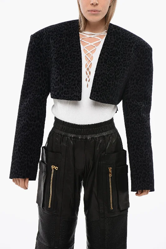 Crazy Deals Balmain Tone-On-Tone Animalier Cropped Blazer