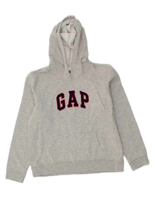 Daily Specials GAP Womens Graphic Hoodie Jumper UK 16 Large Grey Cotton