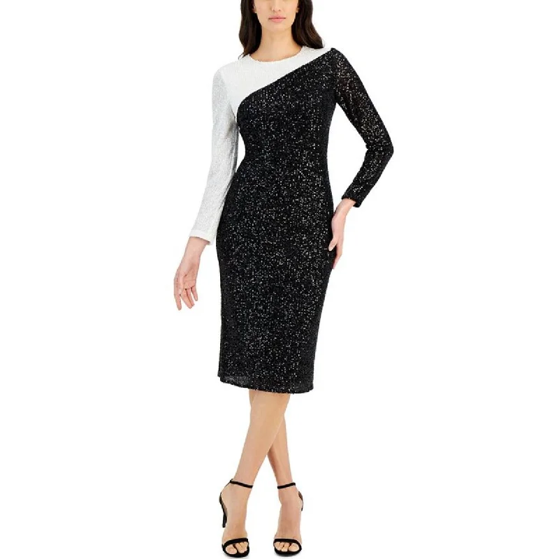 Steals and Deals Womens Below Knee Sequined Midi Dress