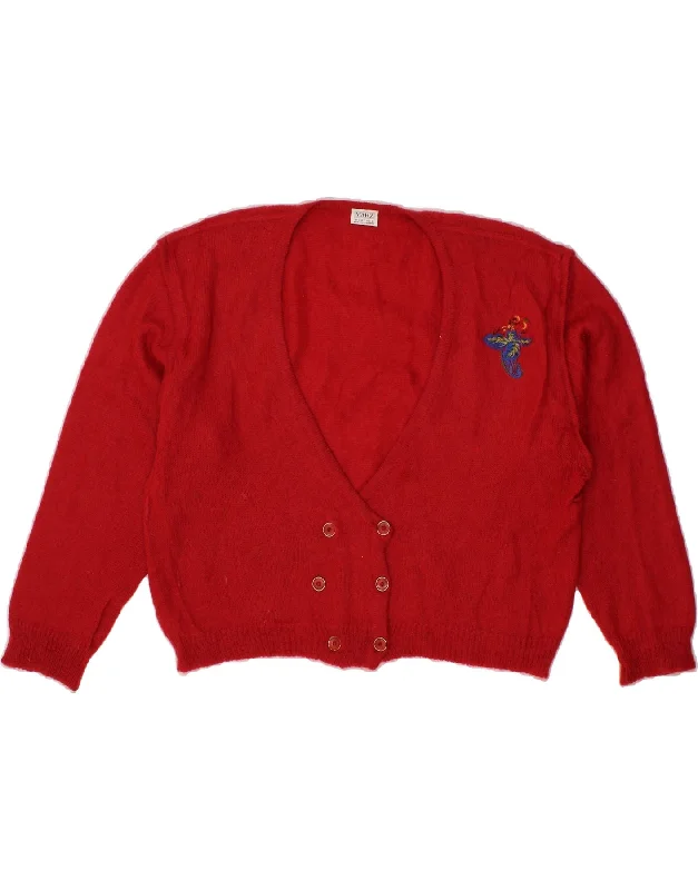 Must-Have Deals MARZ Womens Crop Cardigan Sweater UK 22 3XL Red Wool