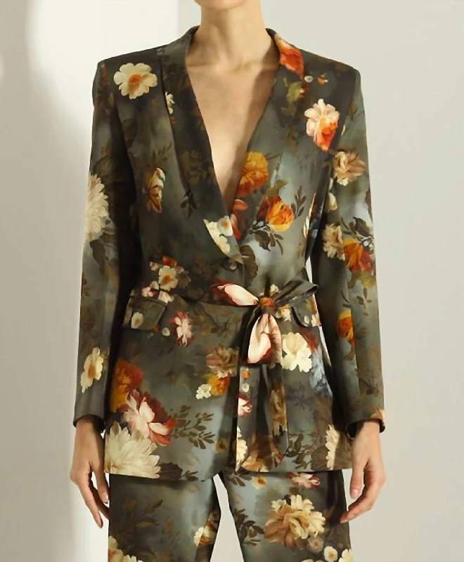 Buy Now Floral Blazer In Green