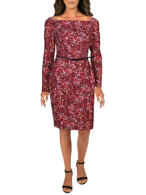 Weekend Deal Parker Womens Animal Print Sheath Midi Dress