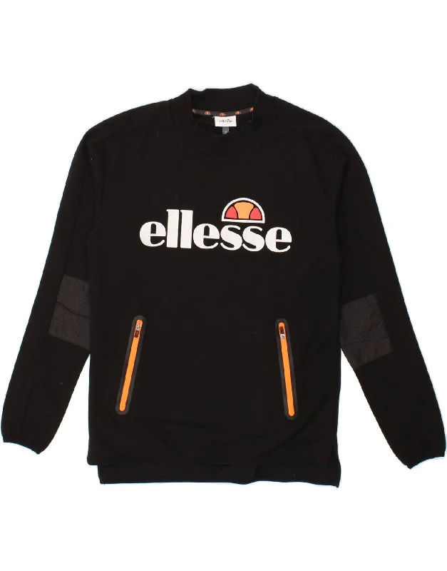 Instant Savings ELLESSE Womens Oversized Graphic Sweatshirt Jumper UK 10 Small Black Instant Savings ELLESSE Womens Oversized Graphic Sweatshirt Jumper UK 10 Small Black