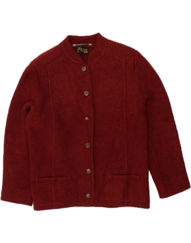 Super Deal SIGI SCHEIBERG Womens Cardigan Sweater EU 42 Large Maroon New Wool