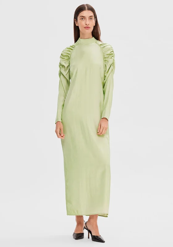 Unbeatable Prices Selected Femme Nora Ruched Shoulder Detail Long Dress, Winter Pear
