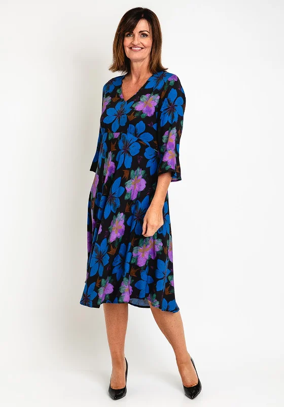 Epic Deals Masai Nita Shaped Flower Print Midi Dress, Wild Aster
