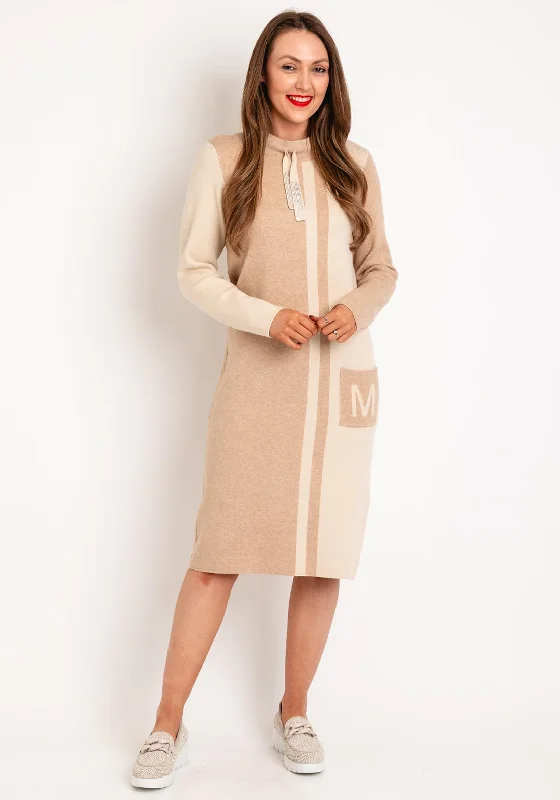 Stock Clearance Micha Drawstring Neckline Knit Jumper Dress, Beige