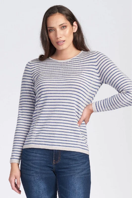 Time-Limited Offer Royal Merino - Tuck Stitch Stripe Sweater in Merino Wool