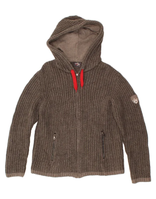 Take Advantage CANADIENS Womens Hooded Cardigan Sweater UK 18 XL Brown Wool
