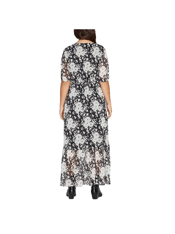 Inventory Reduction Florence Womens Puff Sleeve V-Neck Maxi Dress