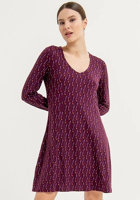 Flash Deals Surkana Abstract Print Mini Dress, Plum