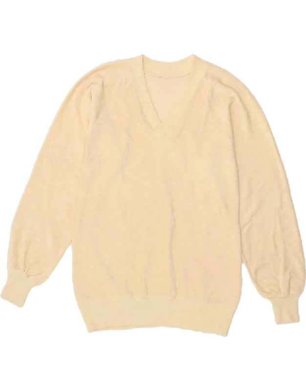 YEAR-End Clearance VINTAGE Womens Sweatshirt Jumper UK 14 Medium Beige