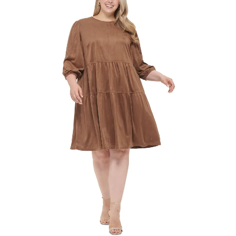 Price Drop Plus Womens Faux Suede Shift Dress