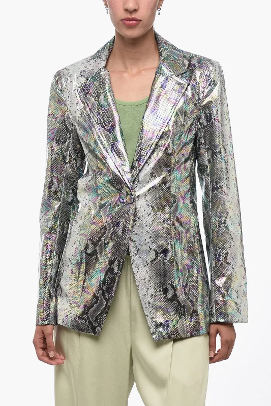 Great Deals Rotate Single-Breasted Python Printed Eco-Leather Blazer 38 Italian Size Great Deals Rotate Single-Breasted Python Printed Eco-Leather Blazer 38 Italian Size