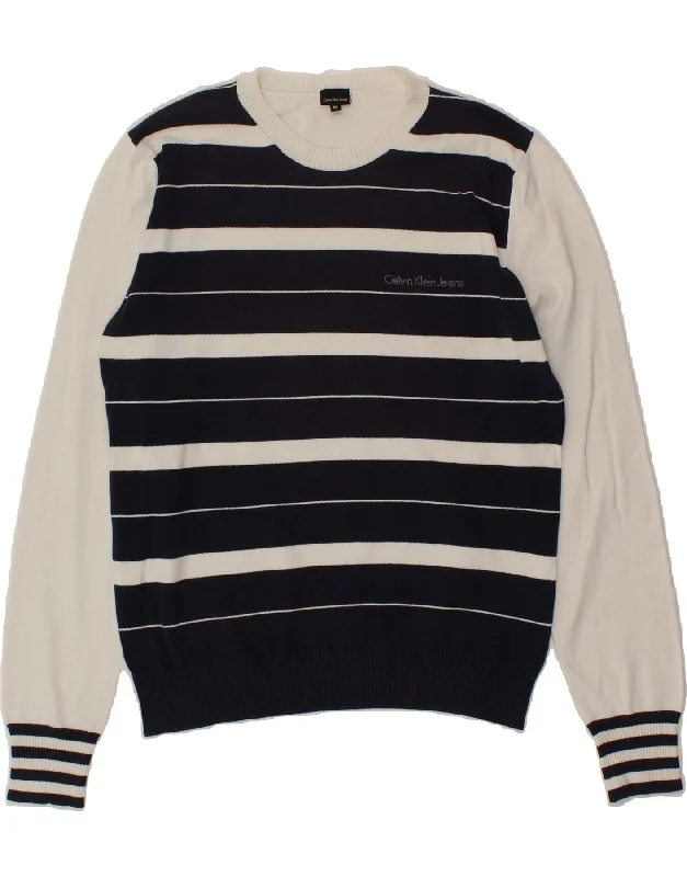 Super Deal CALVIN KLEIN JEANS Womens Crew Neck Jumper Sweater UK 12 Medium Black